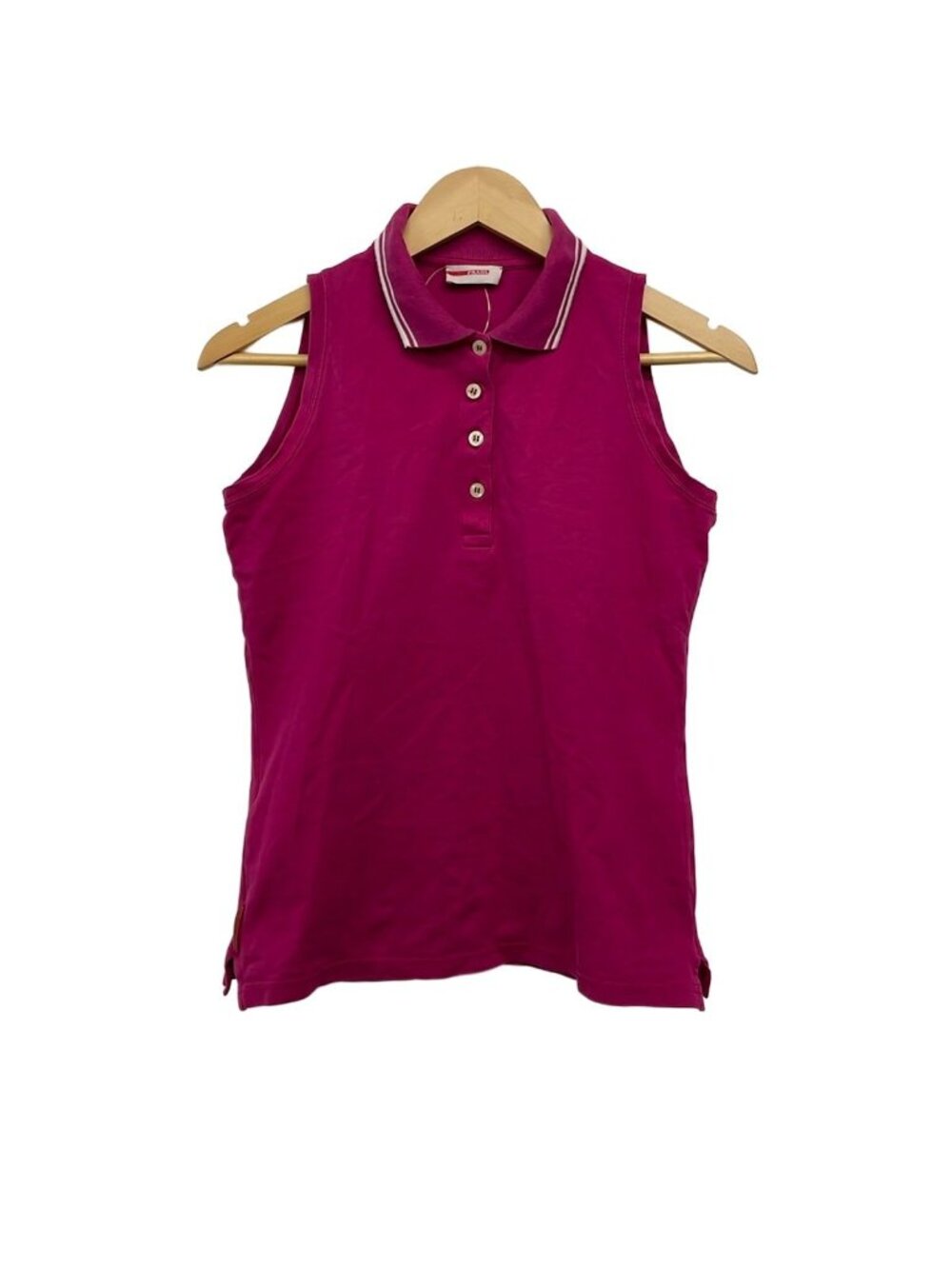 Prada Sport No Sleeve Polo Shirt M Pink White